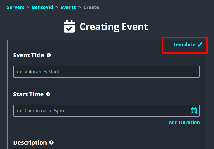 On Sesh create page, click template use_template